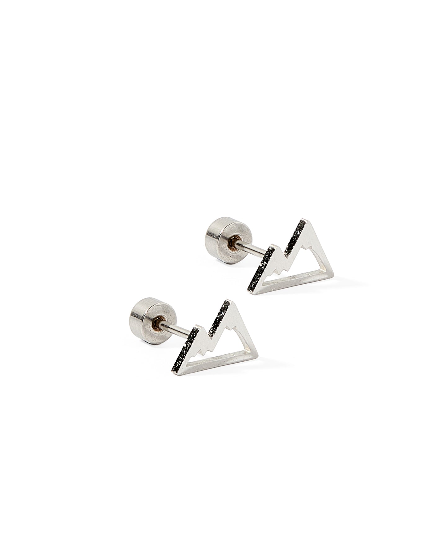 Screwback Stud Earrings - Mountain - Silver