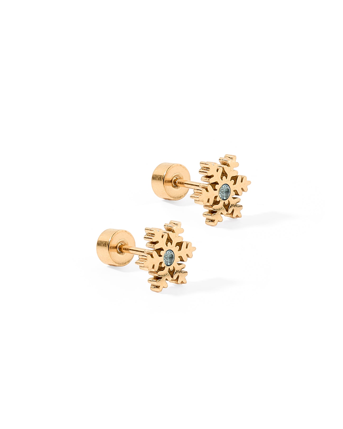 Screwback Stud Earrings - Snowflake Gold