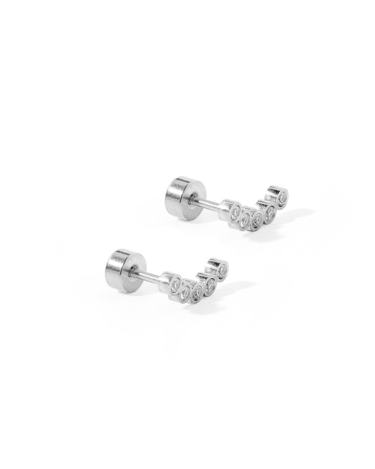 Screwback Stud Earrings - Abigail Sparkle Silver