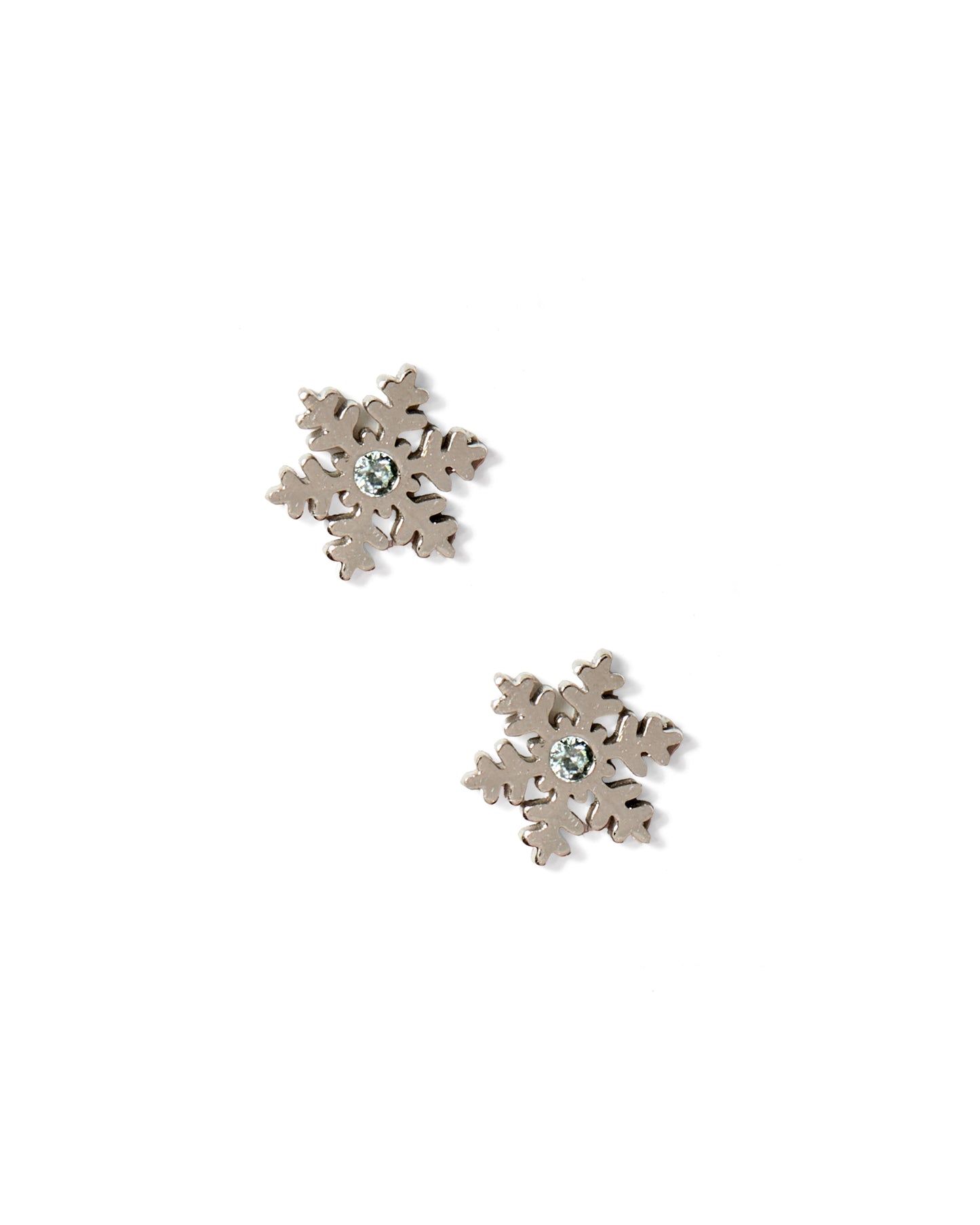 Screwback Stud Earrings - Snowflake Silver