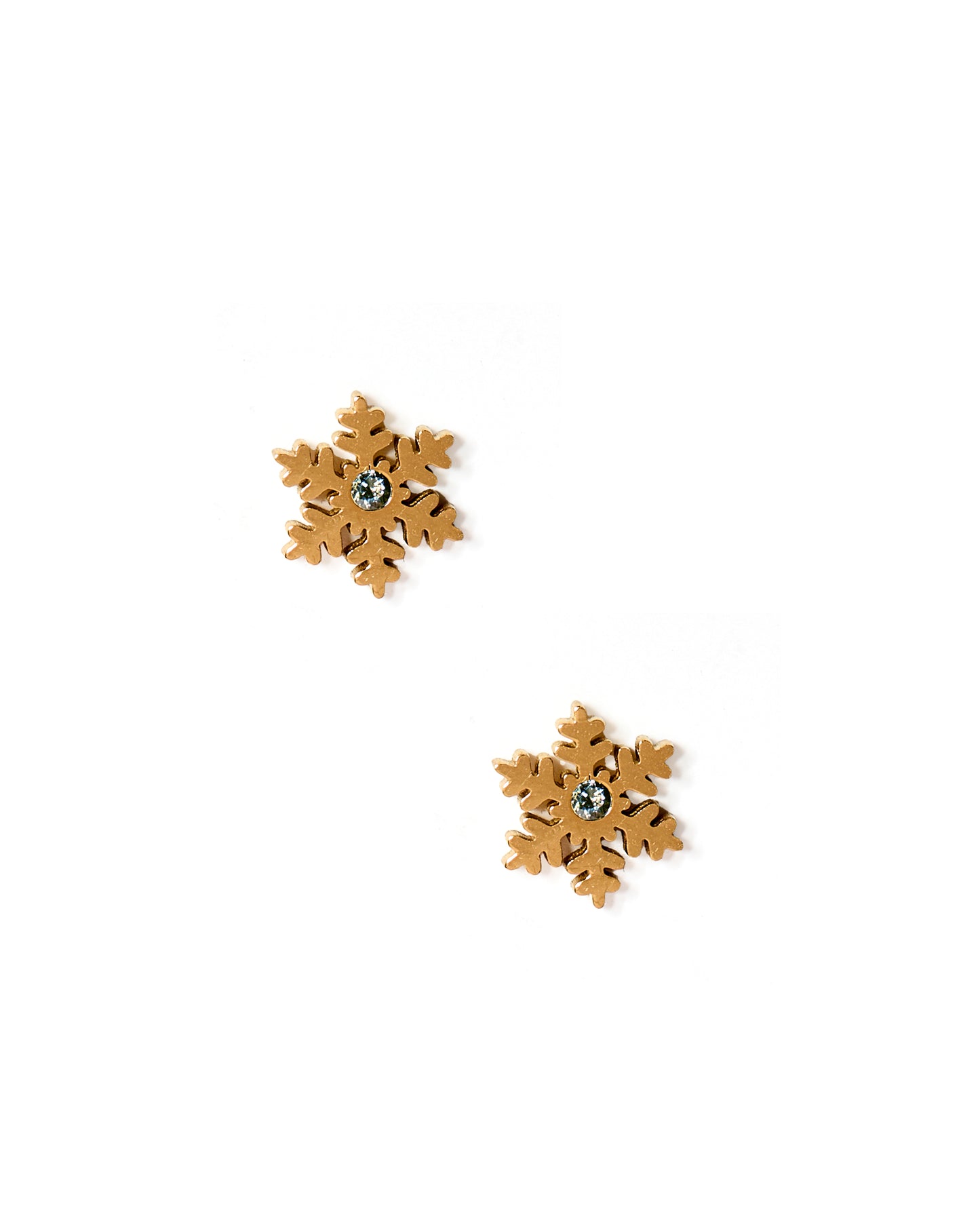 Screwback Stud Earrings - Snowflake Gold