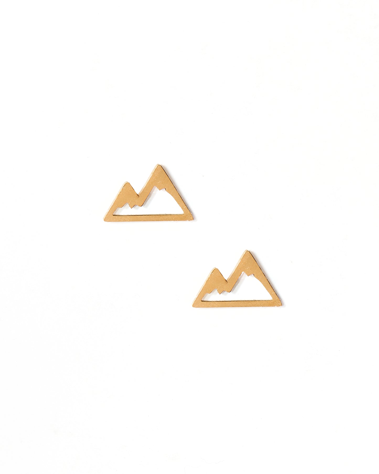 Screwback Stud Earrings - Mountain - Gold