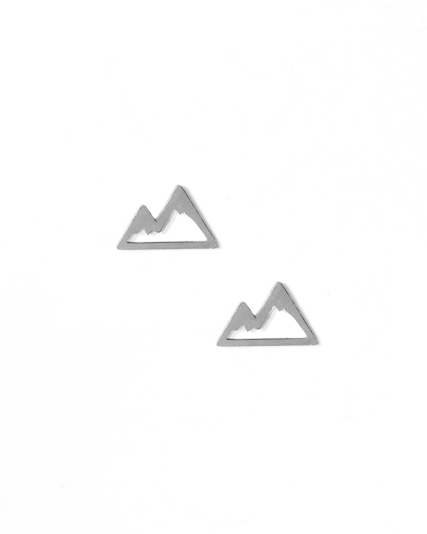 Screwback Stud Earrings - Mountain - Silver