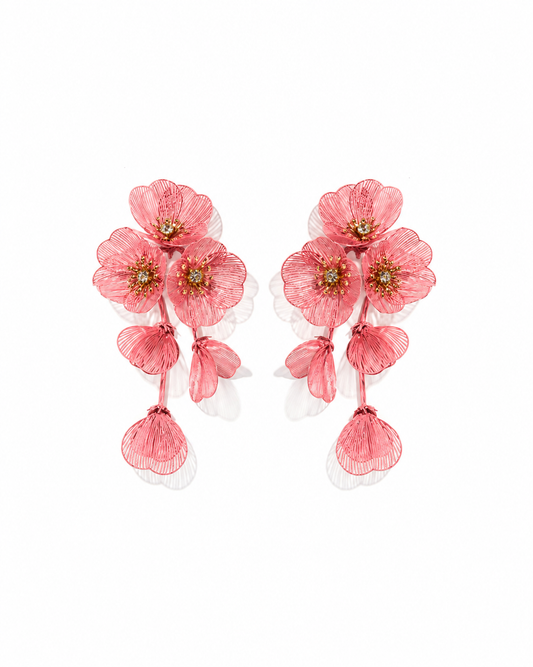 Audrey Flower Statement Earrings - Dusty Pink