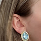 Olivia Statement Earrings Oval - Blue Peacock