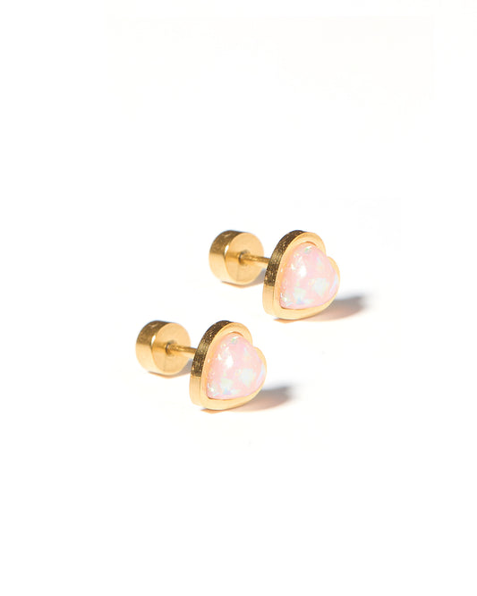 Screwback Stud Earrings - Tara White