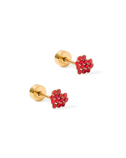 Screwback Stud Earrings - Leo Red