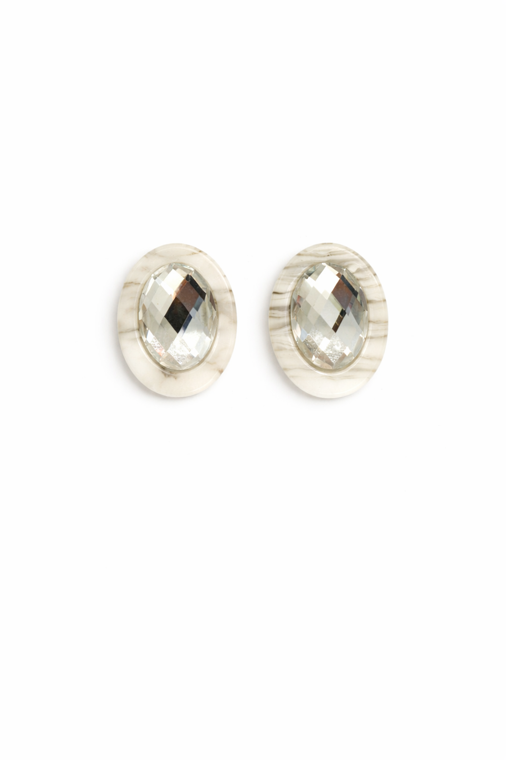 Olivia Statement Earrings Oval - Frosted Glacier