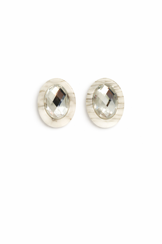 Olivia Statement Earrings Oval - Frosted Glacier