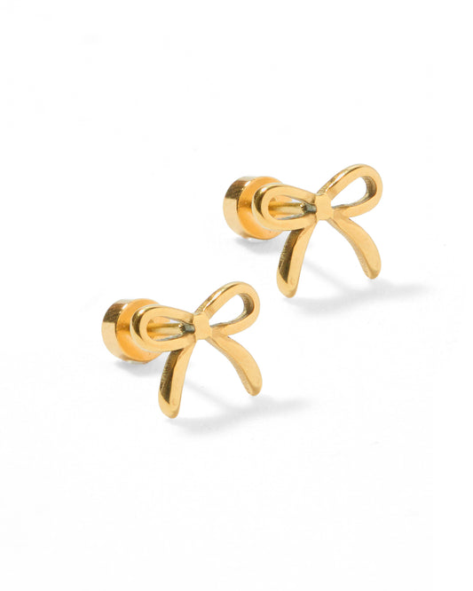 Screwback Stud Earrings - Sadie Bow Gold