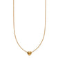 Gold heart-shaped pendant necklace on a white background