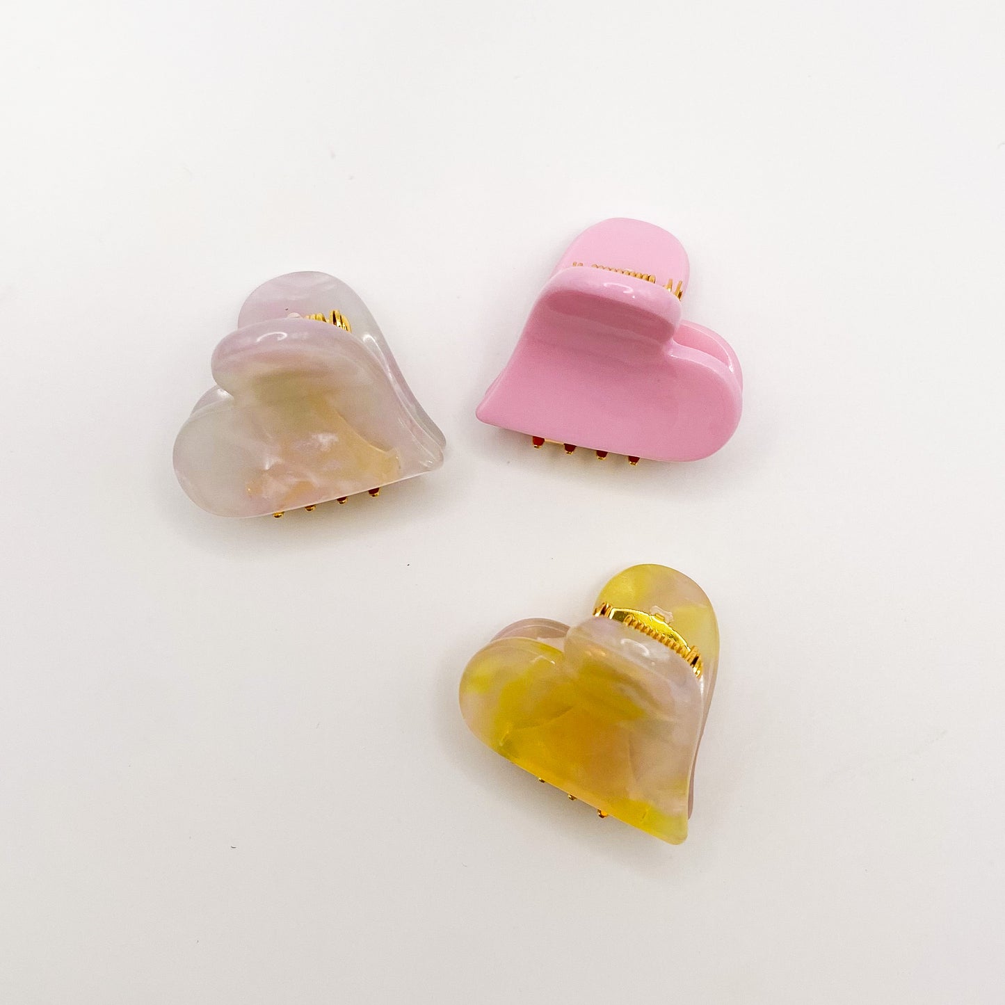 Mini Clip Trio - Heart: Pink Lemonade / Pink + Pearl White / Bubblegum