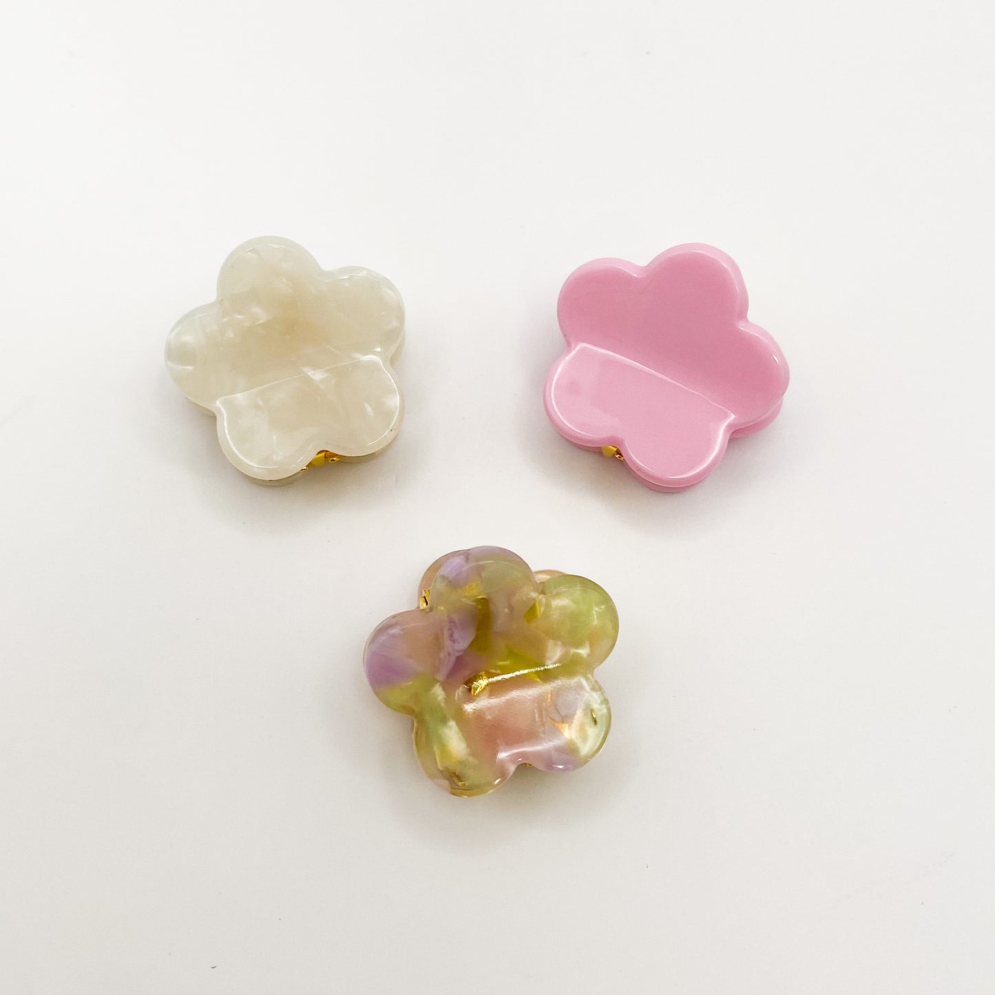 Mini Clip Trio - Zoey Flower: Pearl / Spring Meadow / Bubblegum