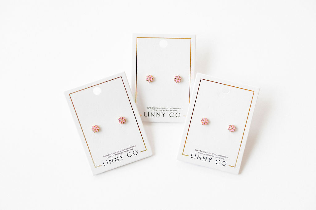 Screwback Stud Earrings - Alli Pink