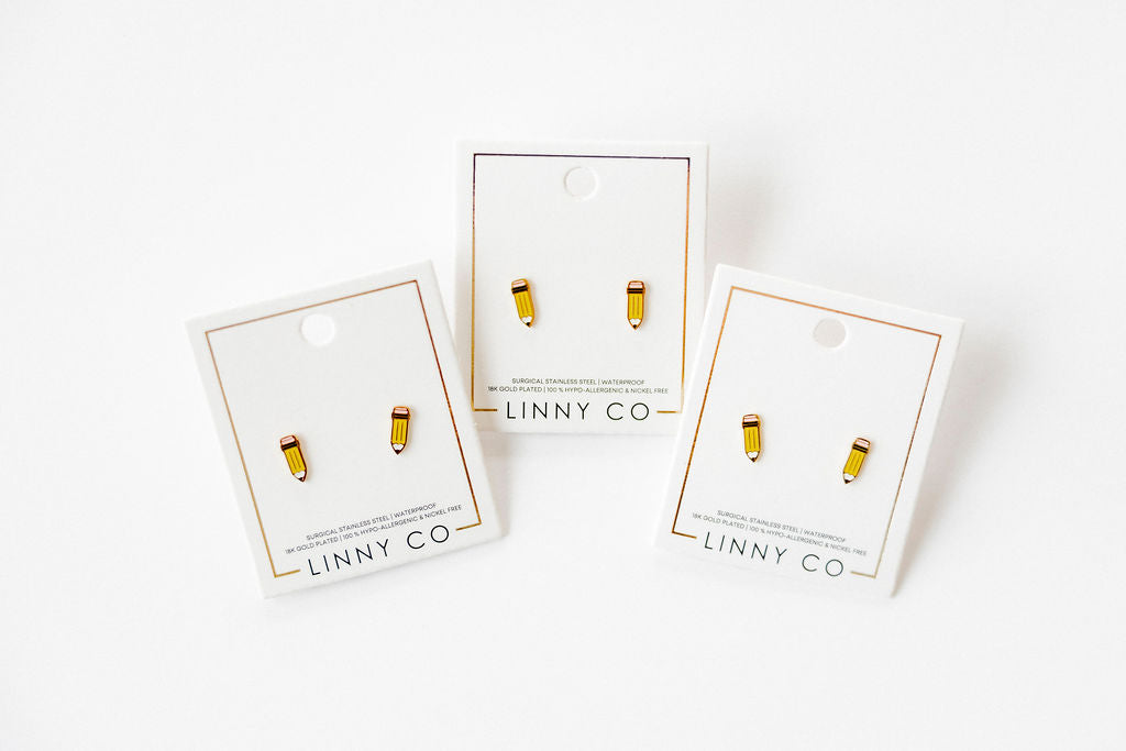 Screwback Stud Earrings - Pencil