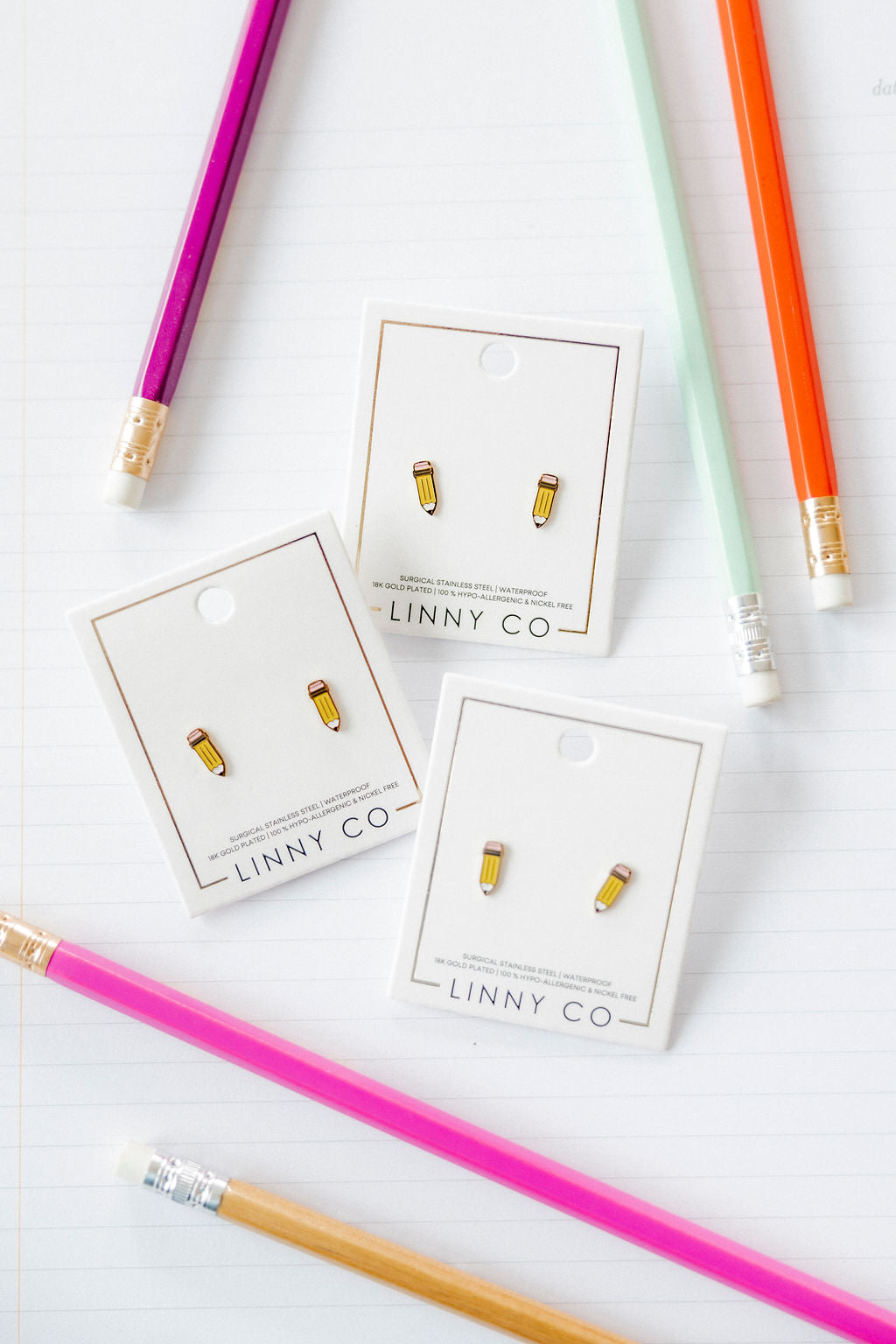 Screwback Stud Earrings - Pencil