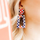 Kennedy - Blue and Red Checkered - Earrings