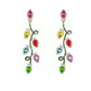 Multicolored teardrop christmas light earrings on a white background