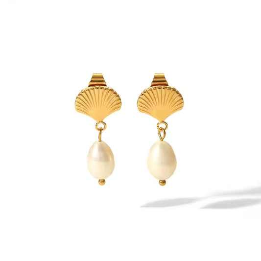 Mary Jean Shell Pearl Earrings