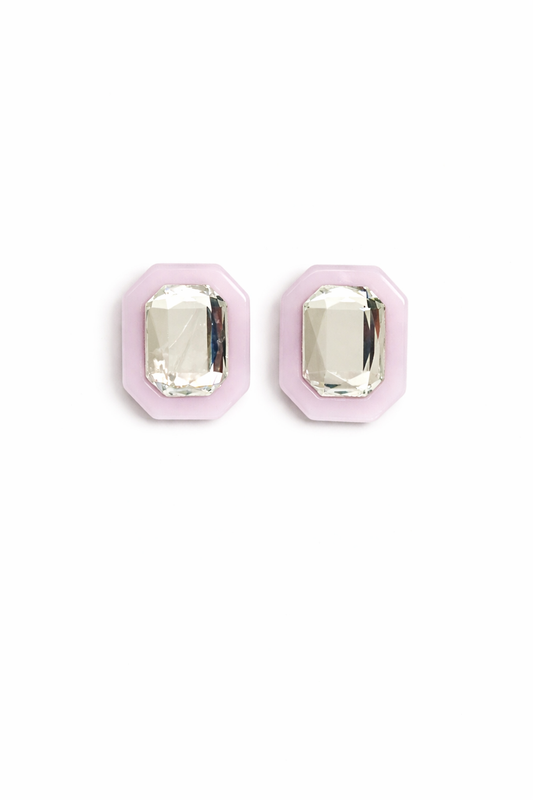 Olivia Statement Earrings Rectangle - Frosted Lilac