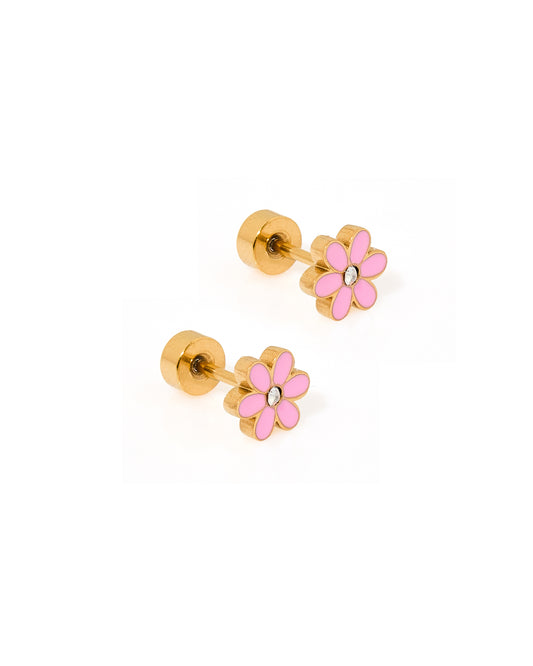 Screwback Stud Earrings - Alli Pink