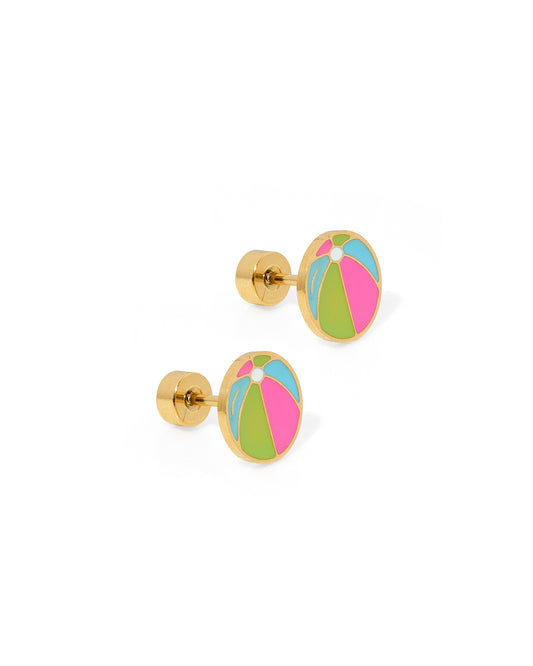 Screwback Stud Earrings - Beach Ball