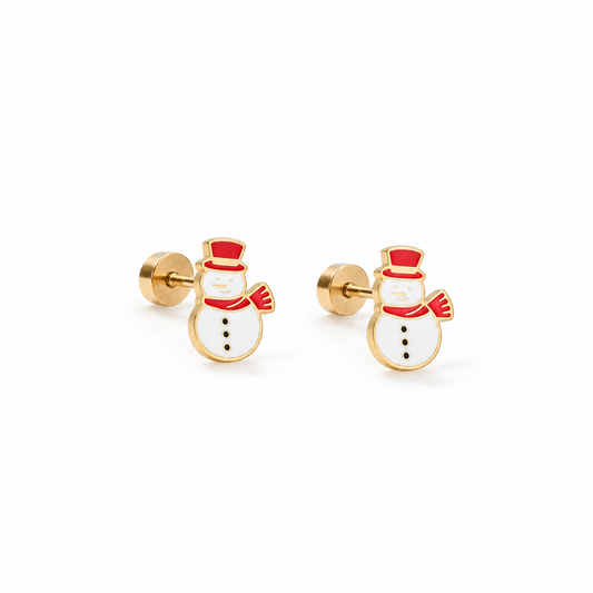 Screwback Stud Earrings - Snowman