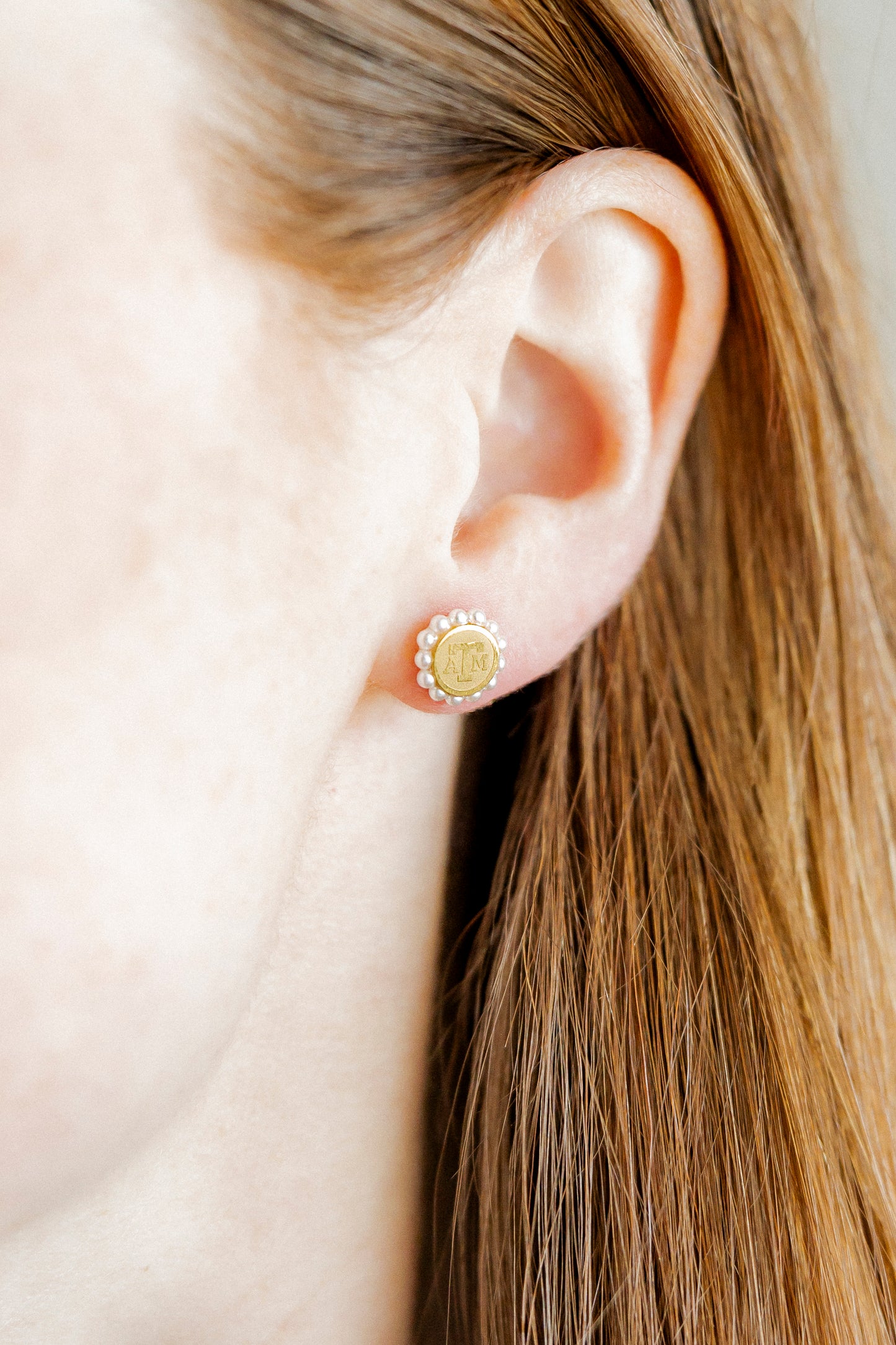Screwback Stud Earrings - Texas A&M Alice Logo Gold