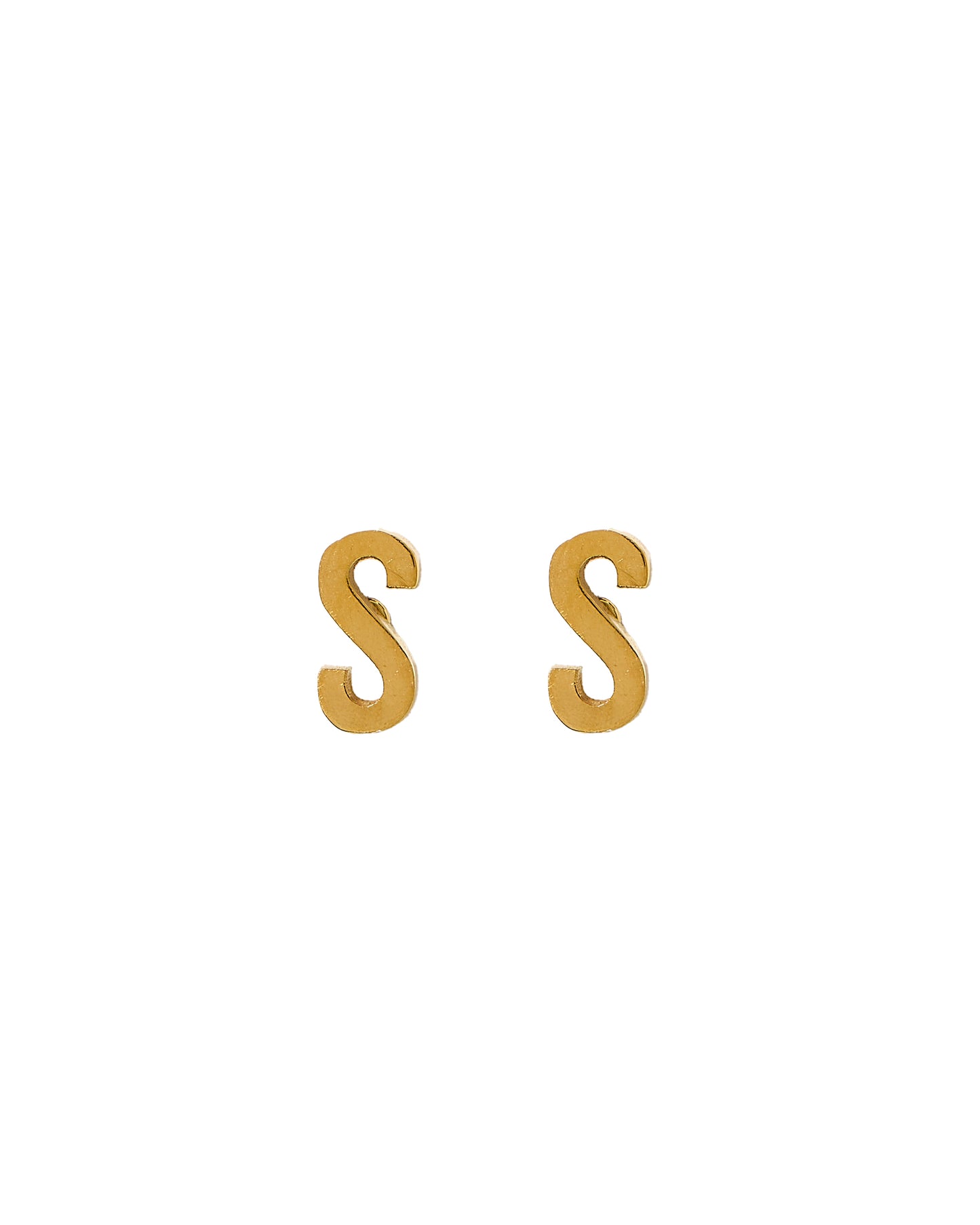 Screwback Stud Earrings - Initial S