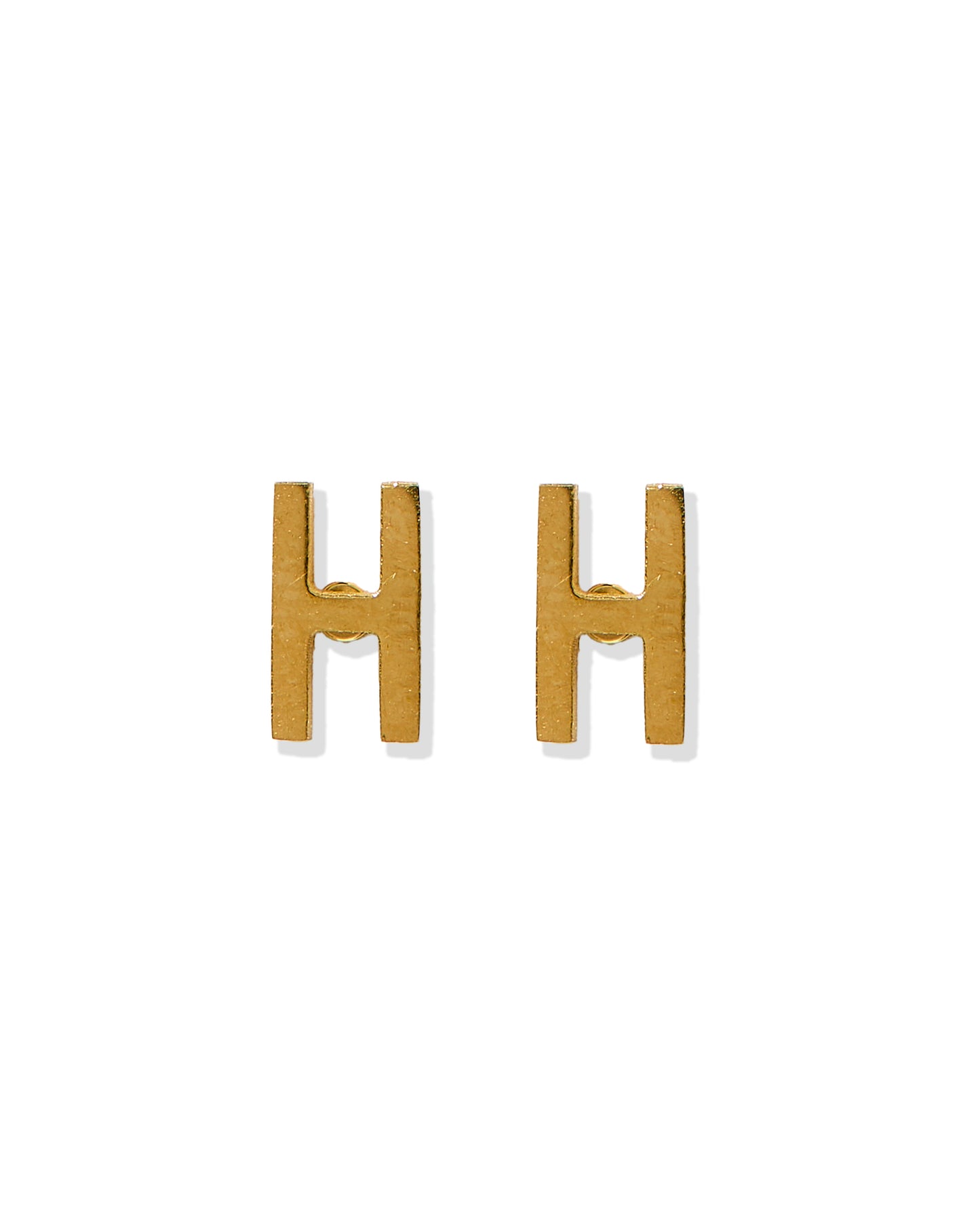 Screwback Stud Earrings - Initial H