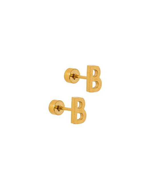 Screwback Stud Earrings - Initial B