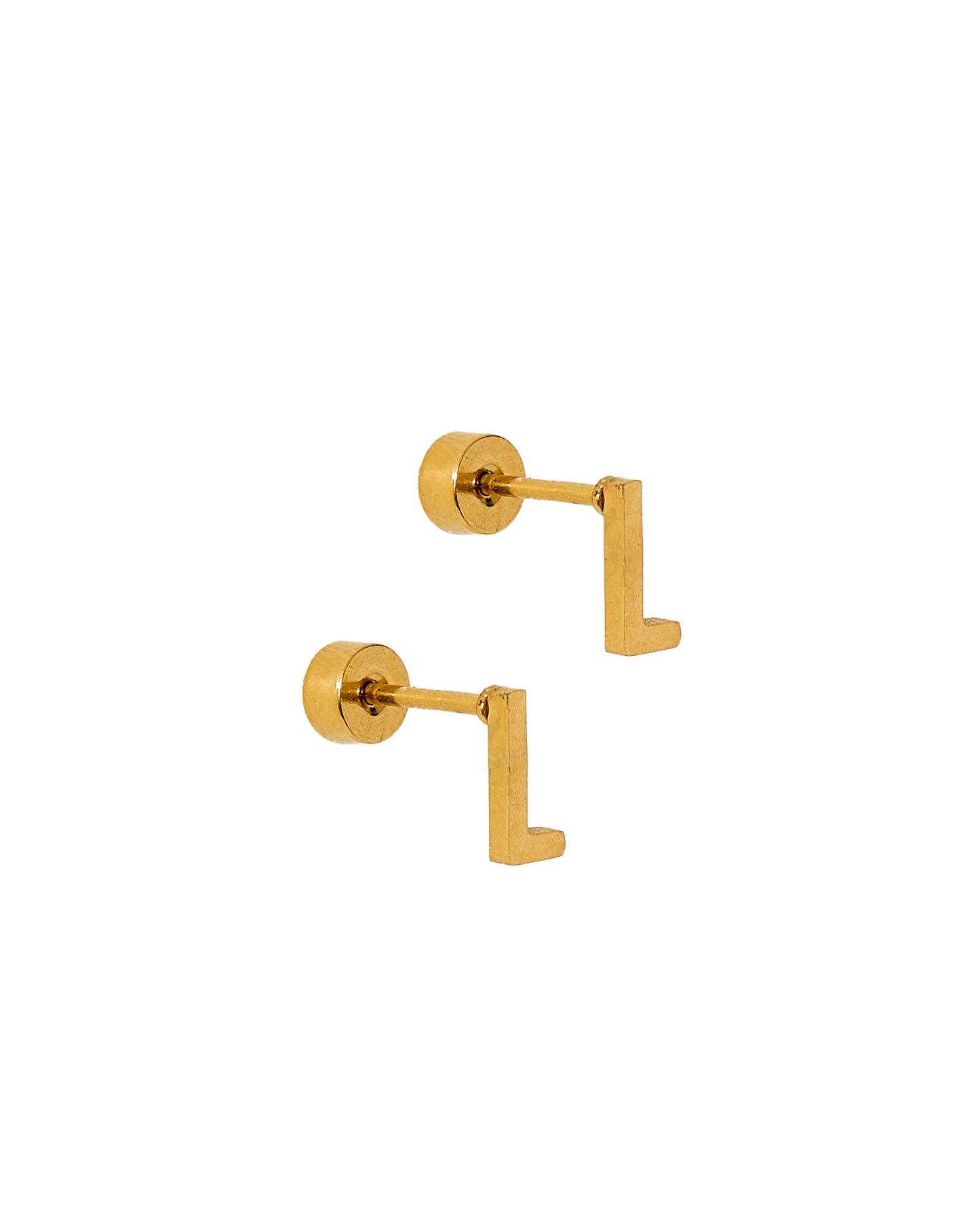 Screwback Stud Earrings - Initial L