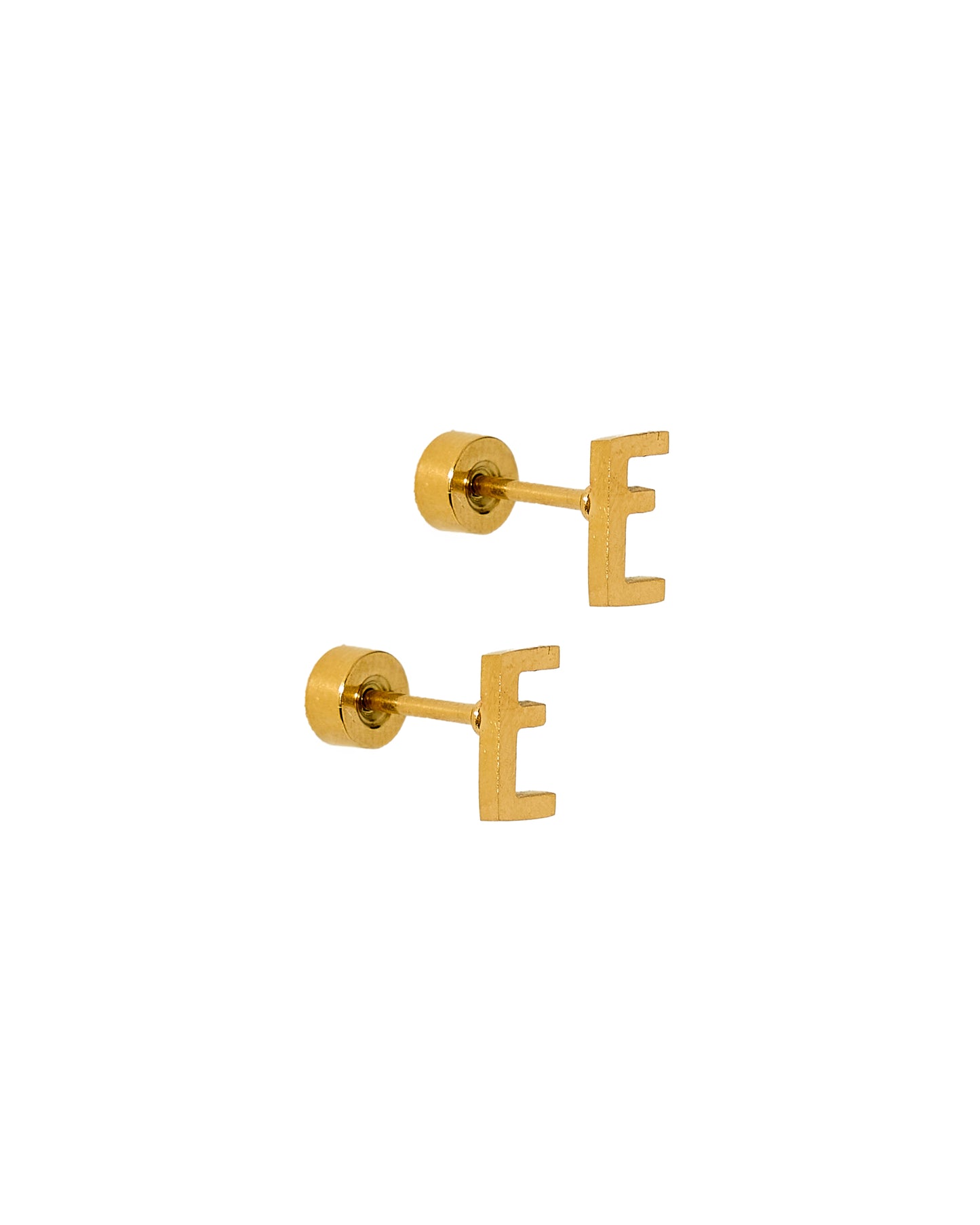 Screwback Stud Earrings - Initial E