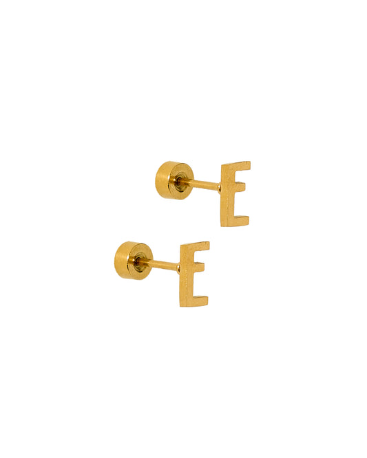Screwback Stud Earrings - Initial E