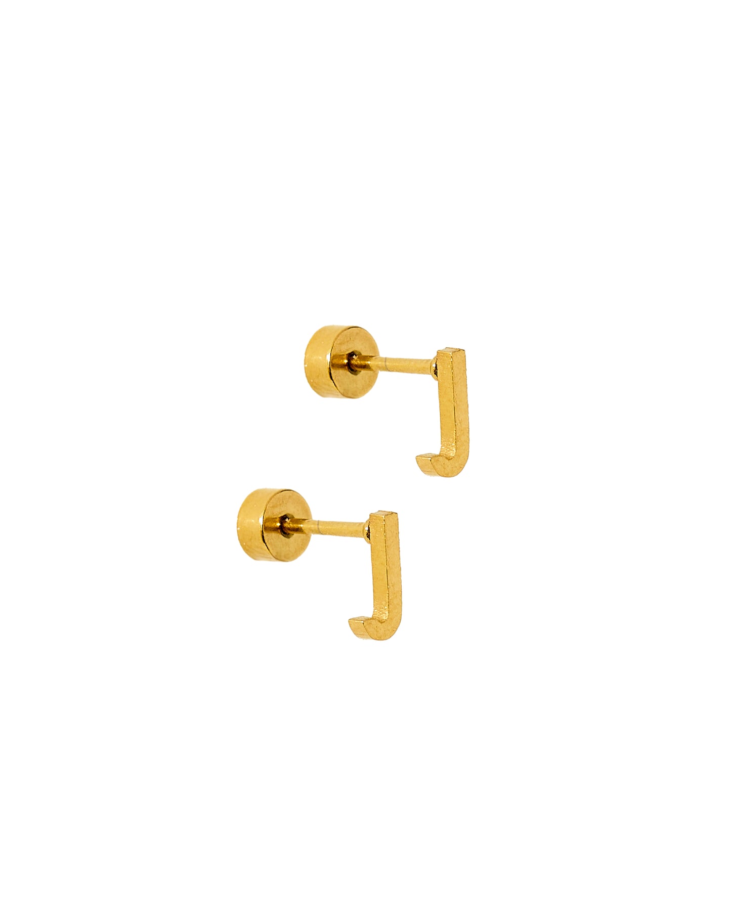 Screwback Stud Earrings - Initial J