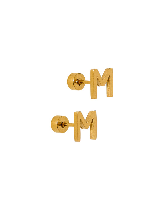 Screwback Stud Earrings - Initial M