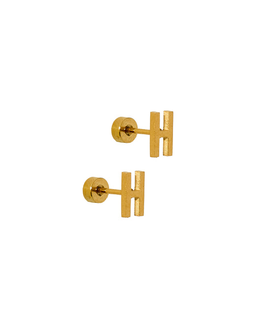 Screwback Stud Earrings - Initial H