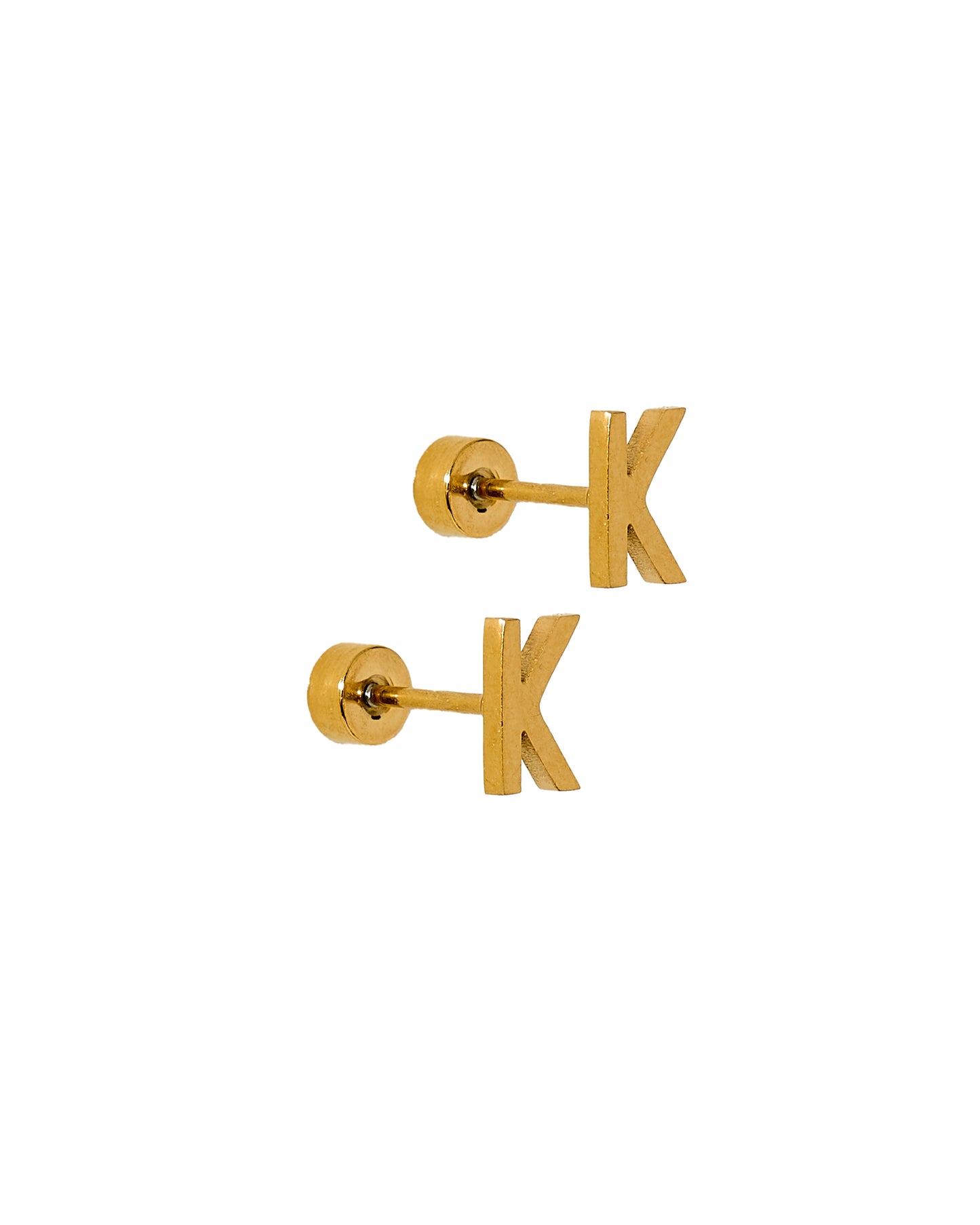 Screwback Stud Earrings - Initial K