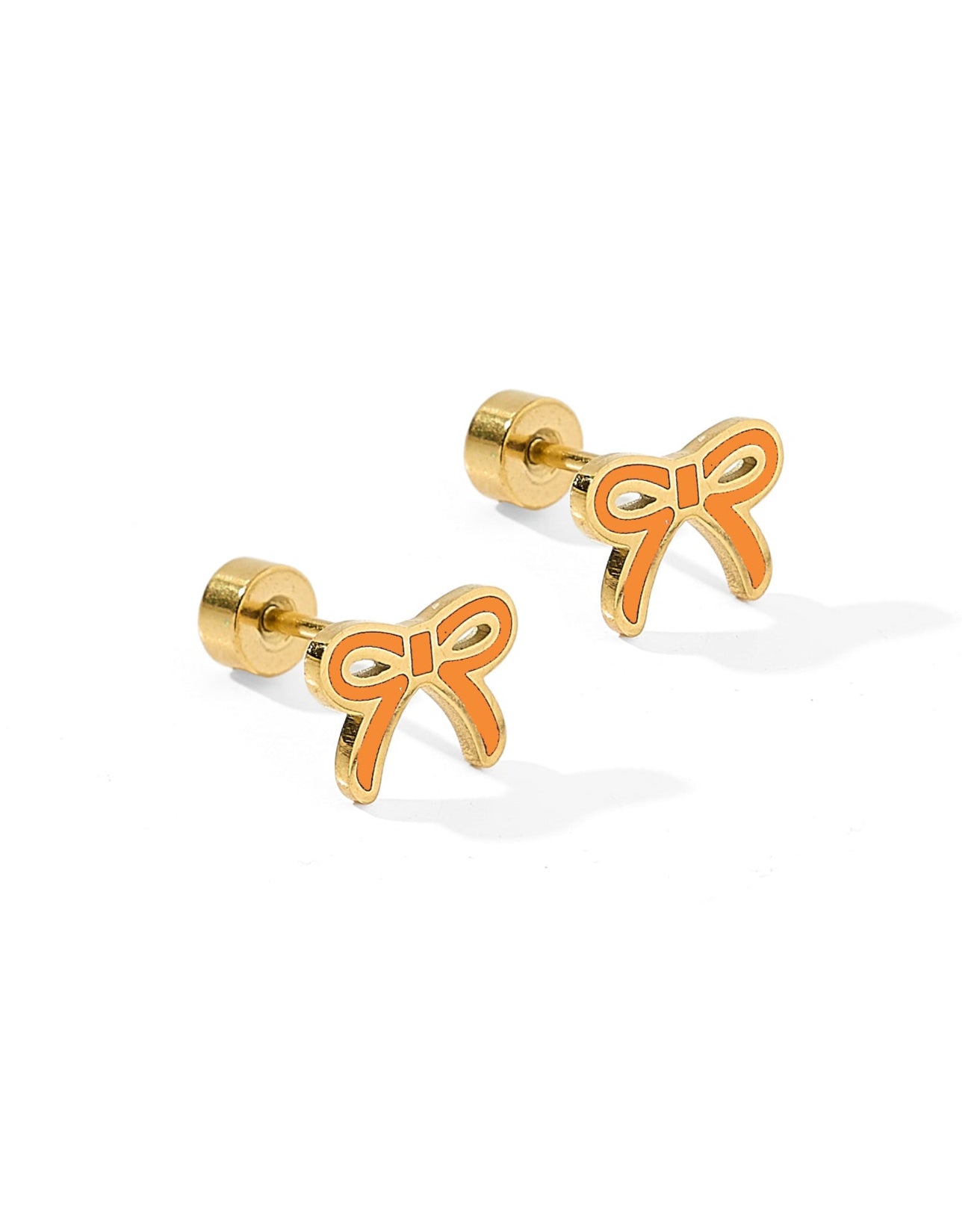 Screwback Stud Earrings - Sadie Bow Orange