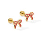 Screwback Stud Earrings - Sadie Bow Red