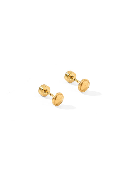 Screwback Stud Earrings - Drew Round Gold