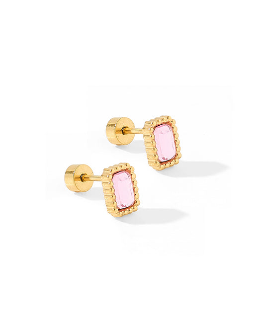 Screwback Stud Earrings - Madison Pink