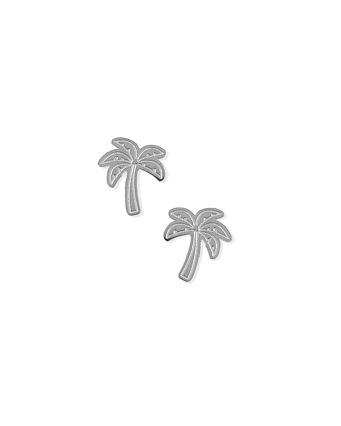 Screwback Stud Earrings - Palm Tree Silver