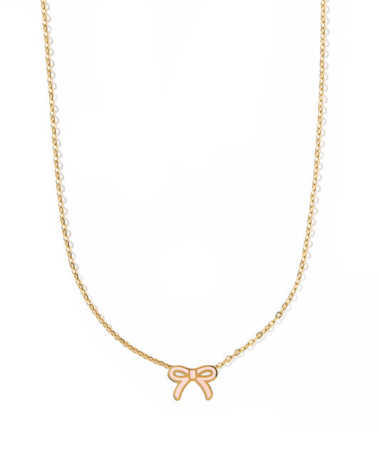 Necklace - Sadie Bow Light Pink