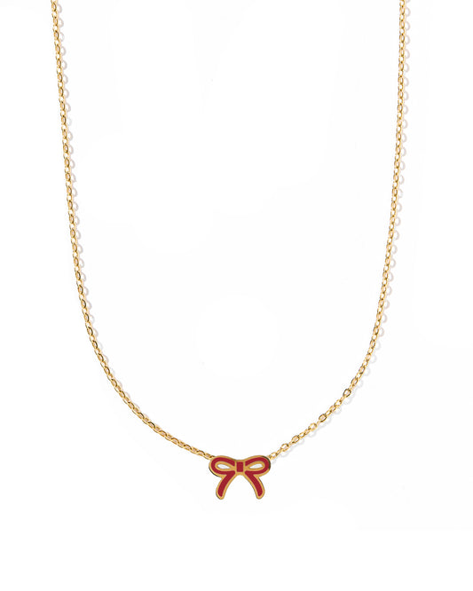 Necklace - Sadie Bow Maroon