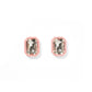 Pair of earrings with pink and clear gemstones on a white background