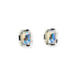 Pair of stud earrings with rectangular gemstones on a white background