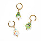 Huggie Charm Earrings - Christmas Tree White
