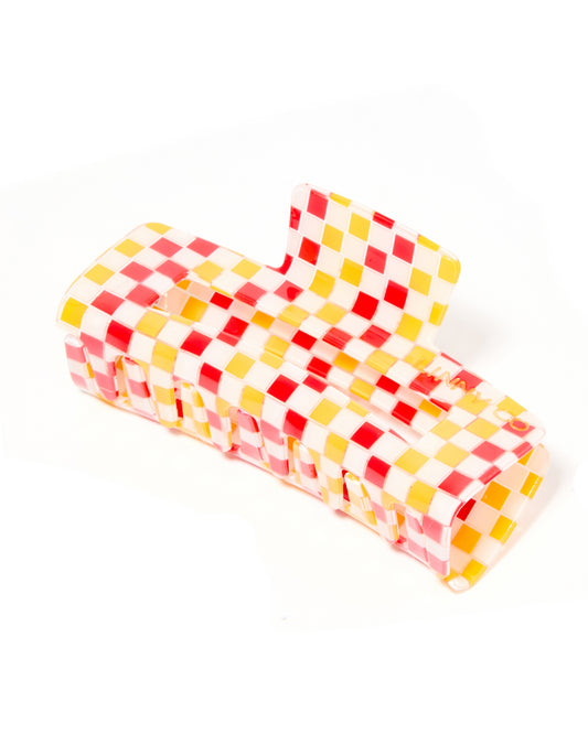 Hair Clip - Harper - Red and Gold Checkered