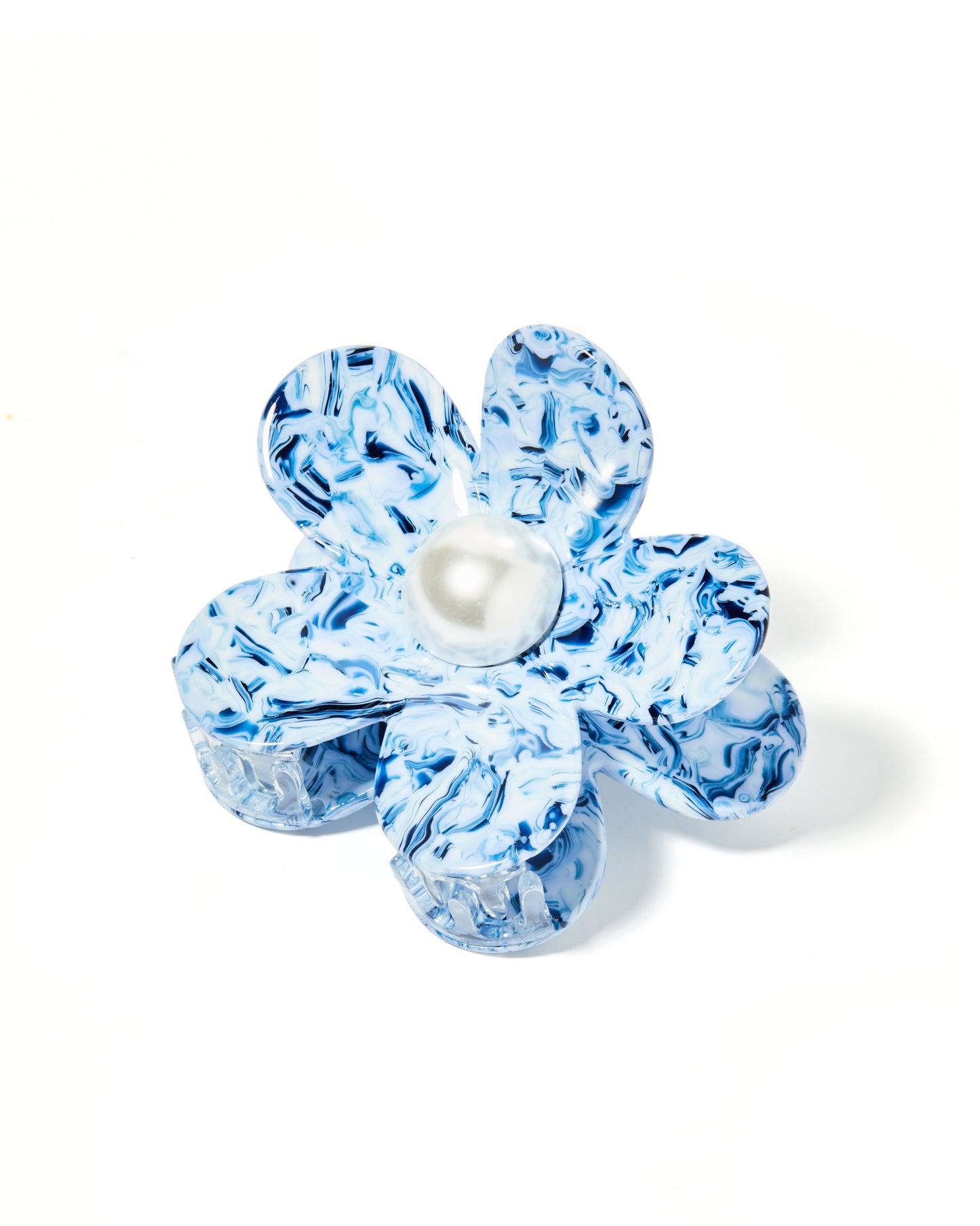 Hair Clip - Gigi - Pearl Center - Blue Marble